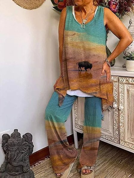 Women Aztec Geometric Ethnic Western Sleeveless Crew Two Piece Sets, Multicolor, Suit Set
Women Aztec Geometric Ethnic Western Sleeveless Crew Two Piece Sets, Multicolor, Suit Set