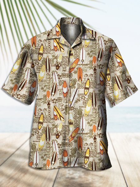 Men's Hawaiian Vacation Surfboard Print Hawaiian Short Sleeve Shirt, Khaki, Men's Floral shirt
Men's Hawaiian Vacation Surfboard Print Hawaiian Short Sleeve Shirt, Khaki, Men's Floral shirt