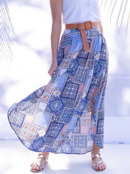 Ethnic Style Ladies Casual Loose Skirt, Multicolor, Skirts