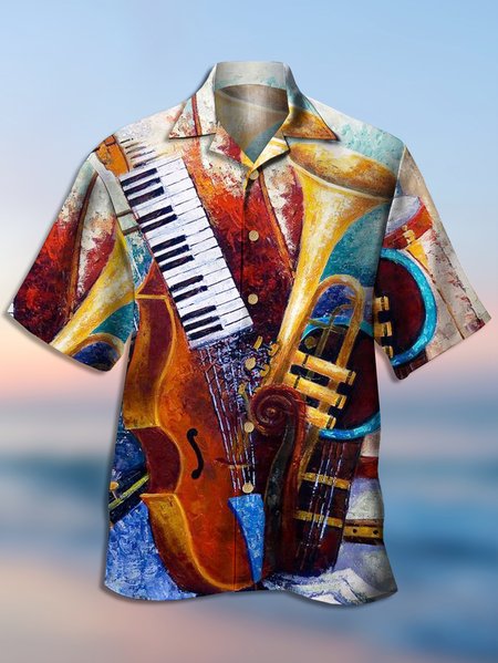 Mens Music Painting Print Casual Breathable Short Sleeve Aloha Shirt, Brown, Men's Floral shirt
Mens Music Painting Print Casual Breathable Short Sleeve Aloha Shirt, Brown, Men's Floral shirt