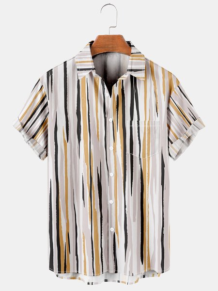 Casual Music Collection Geometric Stripe Pattern Lapel Short Sleeve Shirt Print Top, Yellow, Men's Floral shirt
Casual Music Collection Geometric Stripe Pattern Lapel Short Sleeve Shirt Print Top, Yellow, Men's Floral shirt