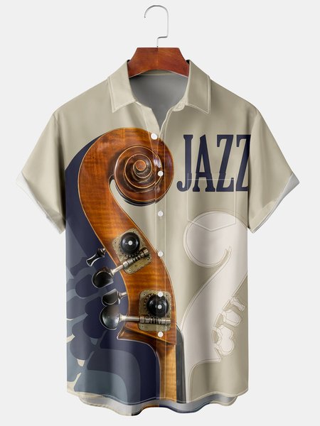 Mens Retro Jazz Music Guitar Print Lapel Chest Pocket Short Sleeve Hawaiian Shirts, Khaki, Men's Floral shirt
Mens Retro Jazz Music Guitar Print Lapel Chest Pocket Short Sleeve Hawaiian Shirts, Khaki, Men's Floral shirt