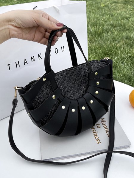 Retro Weave Crossbody Bag Semicircle Stitching Saddle Bag Hollow Out Vegetable Basket, Black, Bags
Retro Weave Crossbody Bag Semicircle Stitching Saddle Bag Hollow Out Vegetable Basket, Black, Bags