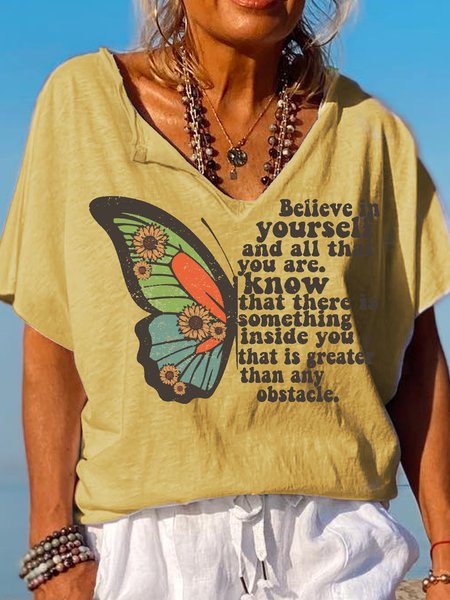 Womens Believe in yourself and all that you are V Neck Short Sleeve T-Shirt, Yellow, T-shirts
Womens Believe in yourself and all that you are V Neck Short Sleeve T-Shirt, Yellow, T-shirts
