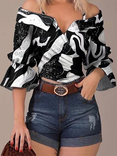 Regular Fit Simple Off The Shoulder Short Sleeve Tops, Black-white, Tops
Regular Fit Simple Off The Shoulder Short Sleeve Tops, Black-white, Tops