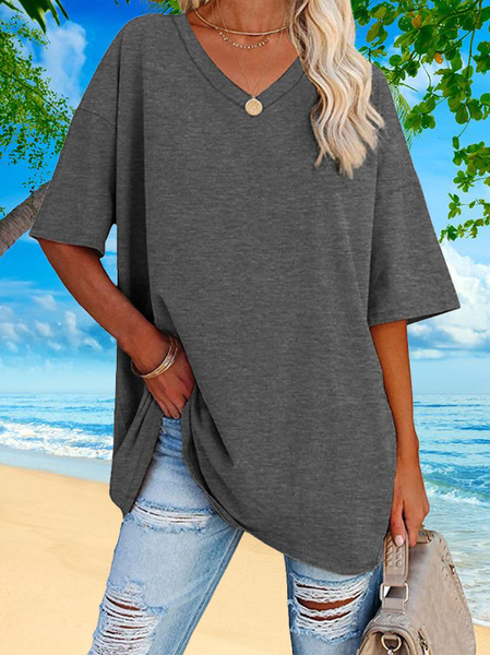 JFN Summer V Neck Cotton Plain Short Sleeve Casual Tunic Tops T-shirt/Tee, Gray, T-Shirts
JFN Summer V Neck Cotton Plain Short Sleeve Casual Tunic Tops T-shirt/Tee, Gray, T-Shirts