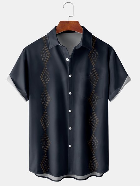 Casual Art Series Geometric Line Element Pattern Lapel Short Sleeve Shirt Print Top, Purplish blue, Men's Floral shirt
Casual Art Series Geometric Line Element Pattern Lapel Short Sleeve Shirt Print Top, Purplish blue, Men's Floral shirt