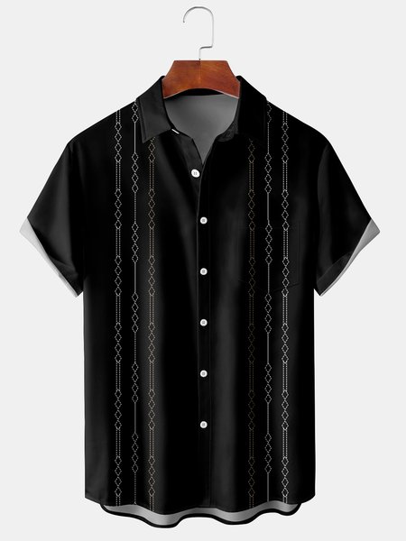 Casual Art Collection Geometric Stripe Pattern Lapel Short Sleeve Shirt Print Top, Black, Men's Floral shirt
Casual Art Collection Geometric Stripe Pattern Lapel Short Sleeve Shirt Print Top, Black, Men's Floral shirt