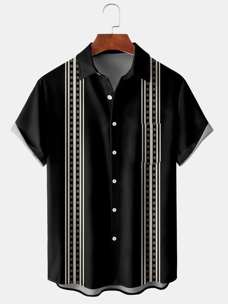 Casual Art Collection Geometric Stripe Pattern Lapel Short Sleeve Shirt Print Top, Black, Men's Floral shirt
Casual Art Collection Geometric Stripe Pattern Lapel Short Sleeve Shirt Print Top, Black, Men's Floral shirt