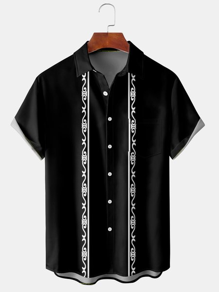 Mens Retro Geo Print Lapel Loose Chest Pocket Short Sleeve Bowling Shirts, Black, Men's Floral shirt
Mens Retro Geo Print Lapel Loose Chest Pocket Short Sleeve Bowling Shirts, Black, Men's Floral shirt
