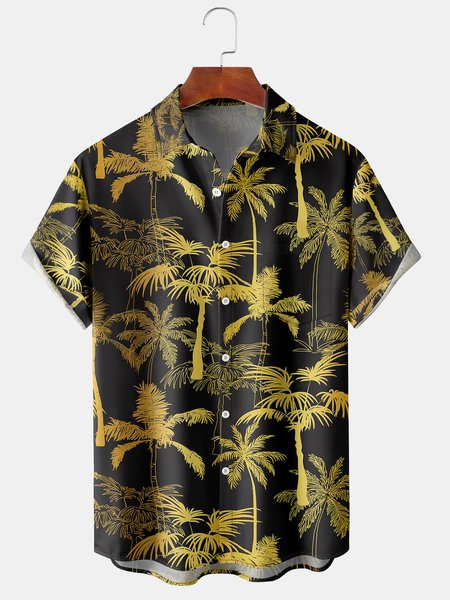 Gold Coconut Tree Graphic Men's Casual Short Sleeve Chest Pocket Shirt, Black, Men's Floral shirt
Gold Coconut Tree Graphic Men's Casual Short Sleeve Chest Pocket Shirt, Black, Men's Floral shirt