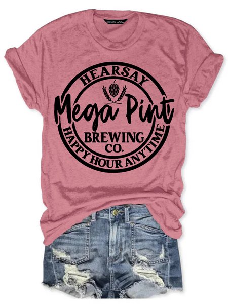 Womens Hearsay Isn't Happy Hour Anytime Mega Pint Cotton Letter Short Sleeve T-Shirt, Pink, T-shirts
Womens Hearsay Isn't Happy Hour Anytime Mega Pint Cotton Letter Short Sleeve T-Shirt, Pink, T-shirts