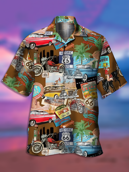 Casual Style Sports Series Plant Coconut Tree Retro Car Element Pattern Lapel Short Sleeve Shirt Print Top, Brown, Men's Floral shirt
Casual Style Sports Series Plant Coconut Tree Retro Car Element Pattern Lapel Short Sleeve Shirt Print Top, Brown, Men's Floral shirt