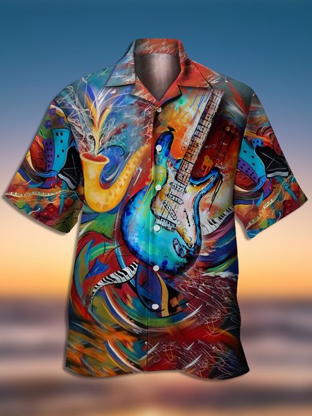 Men's Music Floral Print Casual Fabric Fashion Hawaiian Collar Short Sleeve Shirt, Red, Men's Floral shirt
Men's Music Floral Print Casual Fabric Fashion Hawaiian Collar Short Sleeve Shirt, Red, Men's Floral shirt