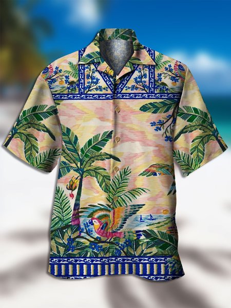 Men's Floral Print Casual Fabric Fashion Hawaiian Collar Short Sleeve Shirts, Green, Men's Floral shirt
Men's Floral Print Casual Fabric Fashion Hawaiian Collar Short Sleeve Shirts, Green, Men's Floral shirt