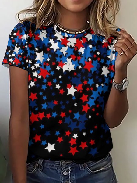 Womens Black White Red USA Flag Casual Short Sleeve T-Shirt, As picture, T-shirts
Womens Black White Red USA Flag Casual Short Sleeve T-Shirt, As picture, T-shirts