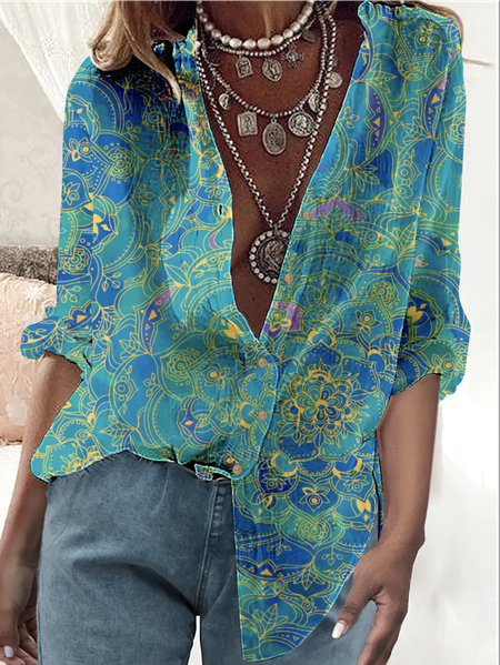 Teal Paisley Print Vintage Shirt Shirt Collar Casual Long Sleeve Blouse, Green, Shirts & Blouses
Teal Paisley Print Vintage Shirt Shirt Collar Casual Long Sleeve Blouse, Green, Shirts & Blouses