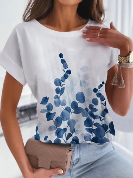 Gradient flower branches and leaves loose holiday Pullover T-shirt plus size, Blue, T-Shirts
Gradient flower branches and leaves loose holiday Pullover T-shirt plus size, Blue, T-Shirts