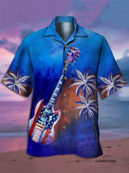 Men's Music Floral Print Casual Fabric Fashion Hawaiian Collar Short Sleeve Shirt, Blue, Men's Floral shirt
Men's Music Floral Print Casual Fabric Fashion Hawaiian Collar Short Sleeve Shirt, Blue, Men's Floral shirt