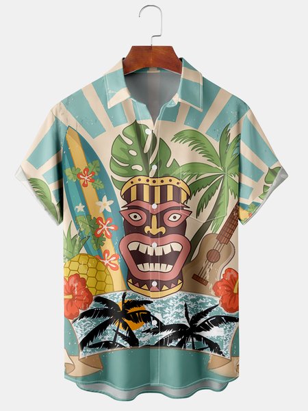 Men's tiki Botanical Print Casual Fabric Fashion Pocket Lapel Short Sleeve Shirt, Green, Men's Floral shirt
Men's tiki Botanical Print Casual Fabric Fashion Pocket Lapel Short Sleeve Shirt, Green, Men's Floral shirt