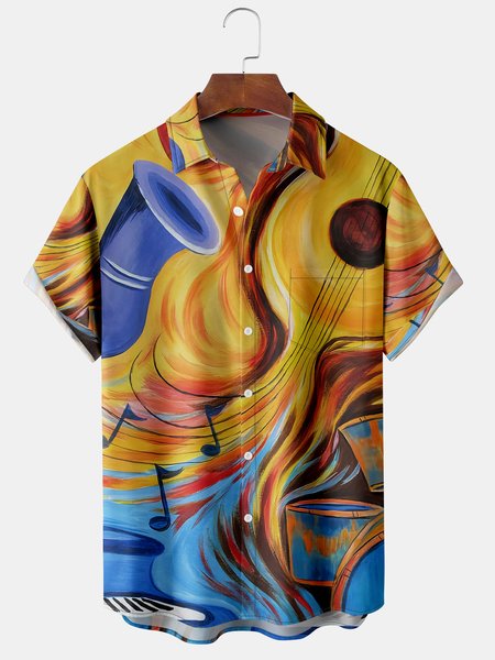 Men's Abstract Music Print Casual Breathable Hawaiian Short Sleeve Shirt, Yellow, Men's Floral shirt
Men's Abstract Music Print Casual Breathable Hawaiian Short Sleeve Shirt, Yellow, Men's Floral shirt