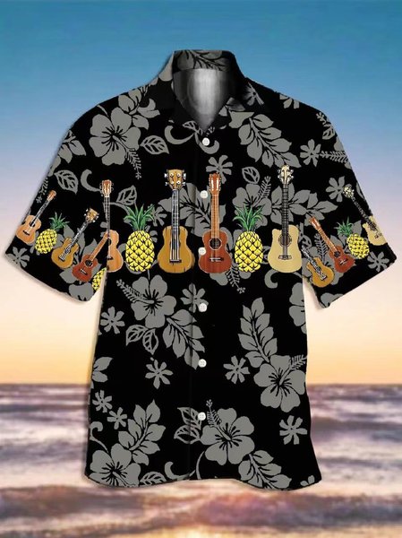 Men's Hawaiian Music Print Casual Breathable Short Sleeve Shirt, Black, Men's Floral shirt
Men's Hawaiian Music Print Casual Breathable Short Sleeve Shirt, Black, Men's Floral shirt