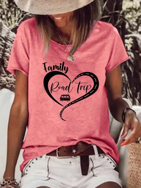 Family Road Trip Cotton Blends Round Neck Letter Short Sleeve T-Shirt, Pink, T-shirts
Family Road Trip Cotton Blends Round Neck Letter Short Sleeve T-Shirt, Pink, T-shirts