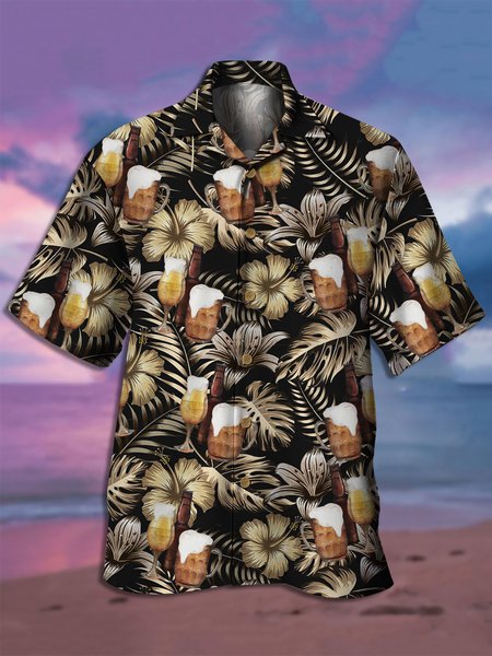 Men's Floral Beer Print Casual Fabric Fashion Hawaiian Collar Short Sleeve Shirt, Black, Men's Floral shirt
Men's Floral Beer Print Casual Fabric Fashion Hawaiian Collar Short Sleeve Shirt, Black, Men's Floral shirt