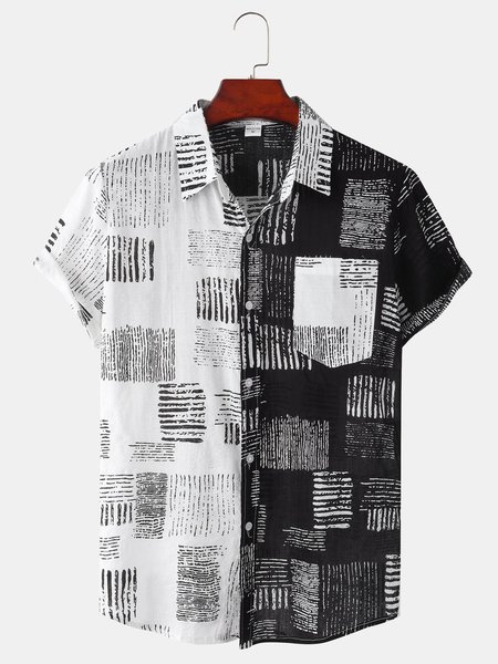 Cotton Linen Geometric Print Casual Short Sleeve Shirt, As picture, Men's Floral shirt
Cotton Linen Geometric Print Casual Short Sleeve Shirt, As picture, Men's Floral shirt
