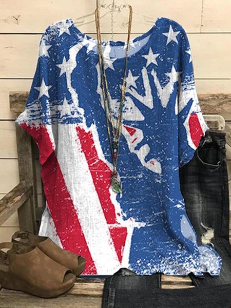 American statue of liberty star print top T-shirt plus, Red-blue, Tees & T-shirts
American statue of liberty star print top T-shirt plus, Red-blue, Tees & T-shirts