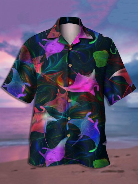 Colorful Manta Ray Graphic Men's Casual Short Sleeve Hawaiian Shirt, Black, Men's Floral shirt
Colorful Manta Ray Graphic Men's Casual Short Sleeve Hawaiian Shirt, Black, Men's Floral shirt