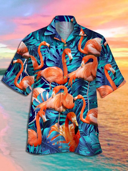 Men's Flamingo Print Casual Breathable Hawaiian Short Sleeve Shirt, Blue, Men's Floral shirt
Men's Flamingo Print Casual Breathable Hawaiian Short Sleeve Shirt, Blue, Men's Floral shirt