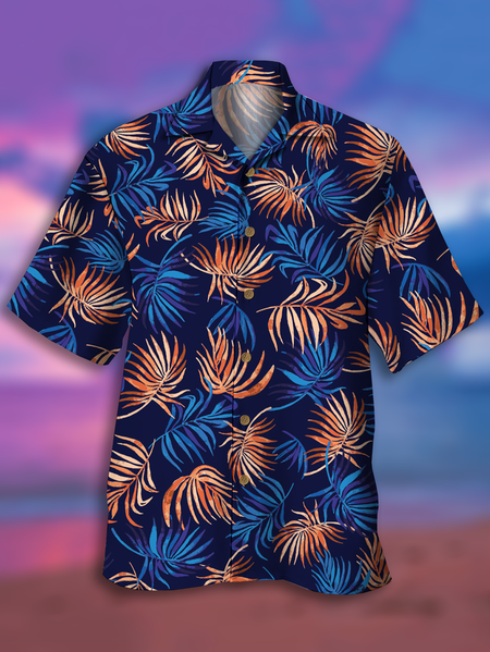 Resort Style Hawaiian Series Plant Leaf Element Pattern Lapel Short-Sleeved Shirt Print Top, Dark_blue, Men's Floral shirt
Resort Style Hawaiian Series Plant Leaf Element Pattern Lapel Short-Sleeved Shirt Print Top, Dark_blue, Men's Floral shirt