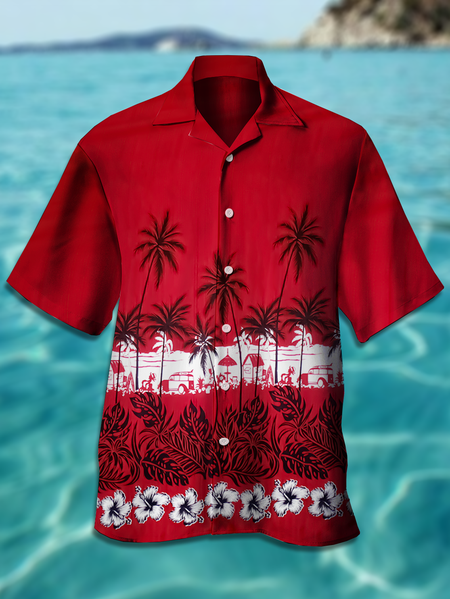 Holiday Style Hawaiian Series Plant Leaves Coconut Tree Element Pattern Lapel Short-Sleeved Shirt Print Top, Red, Men's Floral shirt
Holiday Style Hawaiian Series Plant Leaves Coconut Tree Element Pattern Lapel Short-Sleeved Shirt Print Top, Red, Men's Floral shirt