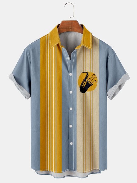 Cotton Linen Music Print Casual Short Sleeve Shirt, As picture, Men's Floral shirt
Cotton Linen Music Print Casual Short Sleeve Shirt, As picture, Men's Floral shirt