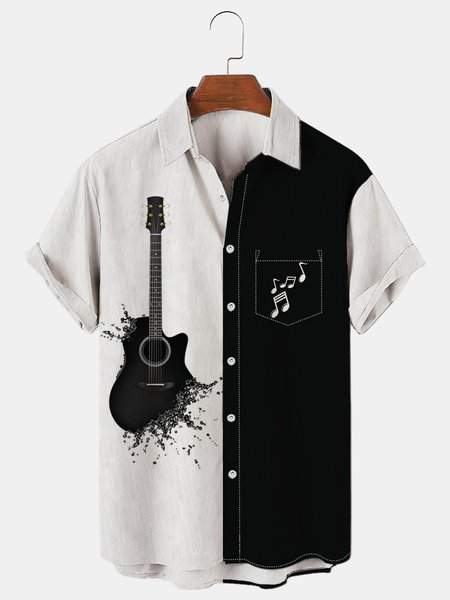 Cotton Linen Music Print Casual Short Sleeve Shirt, As picture, Men's Floral shirt
Cotton Linen Music Print Casual Short Sleeve Shirt, As picture, Men's Floral shirt