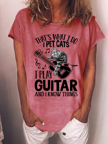 Funny Saying That's What I Do I Pet Cats Guitar & I Know Things Casual Crew Neck Loosen Short Sleeve T-Shirt, Pink, T-shirts
Funny Saying That's What I Do I Pet Cats Guitar & I Know Things Casual Crew Neck Loosen Short Sleeve T-Shirt, Pink, T-shirts