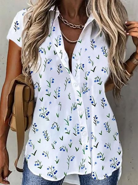 Casual Vacation Floral Printed Short Sleeve Blouse, White, Shirts & Blouses
Casual Vacation Floral Printed Short Sleeve Blouse, White, Shirts & Blouses