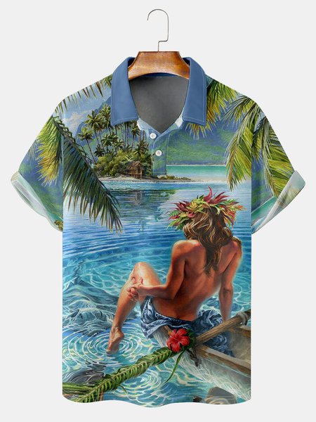 Holiday Style Hawaii Series Plant Coconut Tree Retro Beauty Element Pattern Lapel Short-Sleeved Polo Print Top, Blue, Men's t-shirts
Holiday Style Hawaii Series Plant Coconut Tree Retro Beauty Element Pattern Lapel Short-Sleeved Polo Print Top, Blue, Men's t-shirts