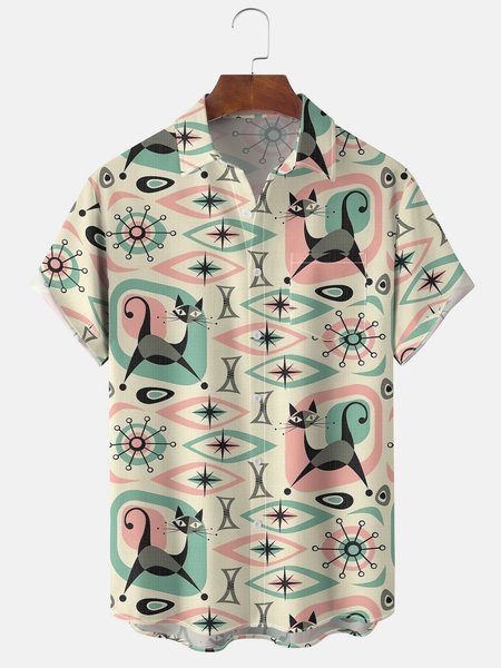 Black Cat Graphic Men's Casual Short Sleeve Chest Pocket Loose Shirt, Off white, Men's Floral shirt
Black Cat Graphic Men's Casual Short Sleeve Chest Pocket Loose Shirt, Off white, Men's Floral shirt