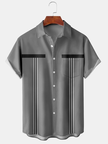 Casual Art Collection Geometric Stripes Color Block Pattern Lapel Short Sleeve Shirt Print Top, Gray, Men's Floral shirt
Casual Art Collection Geometric Stripes Color Block Pattern Lapel Short Sleeve Shirt Print Top, Gray, Men's Floral shirt