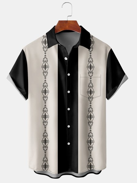 Casual Art Collection Geometric Stripes Color Block Pattern Lapel Short Sleeve Shirt Print Top, Black, Men's Floral shirt
Casual Art Collection Geometric Stripes Color Block Pattern Lapel Short Sleeve Shirt Print Top, Black, Men's Floral shirt