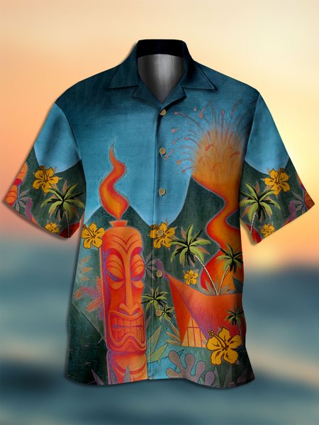 Men's Tiki Floral Print Casual Fabric Fashion Hawaiian Collar Short Sleeve Shirts, Blue, Men's Floral shirt
Men's Tiki Floral Print Casual Fabric Fashion Hawaiian Collar Short Sleeve Shirts, Blue, Men's Floral shirt