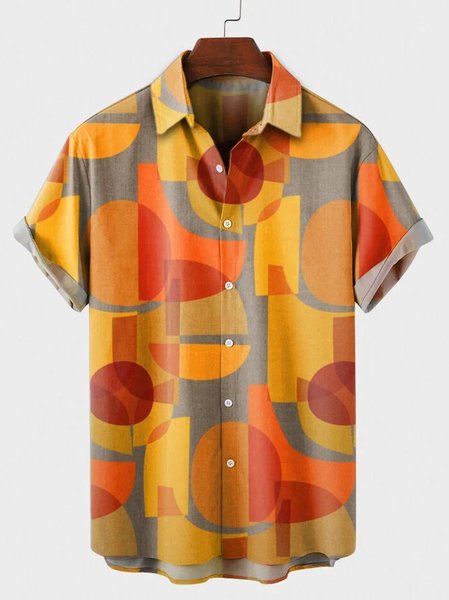 Men's Geometric Print Casual Breathable Short Sleeve Shirt, Orange, Men's Floral shirt
Men's Geometric Print Casual Breathable Short Sleeve Shirt, Orange, Men's Floral shirt