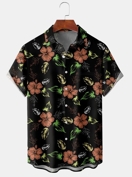 Men's Casual Short Sleeve Hawaiian Shirt with Chest Pocket, Black, Men's Floral shirt
Men's Casual Short Sleeve Hawaiian Shirt with Chest Pocket, Black, Men's Floral shirt