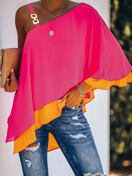 Summer Asymmetrical Neck Lightweight Regular Fit Vacation Daily Tops, Rose red, Tops
Summer Asymmetrical Neck Lightweight Regular Fit Vacation Daily Tops, Rose red, Tops