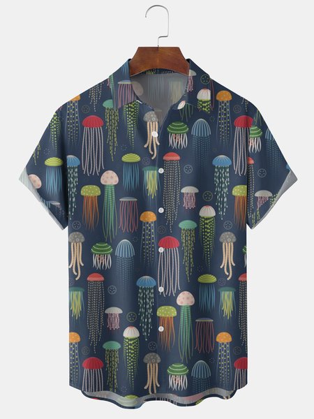 Men's Jellyfish Print Casual Breathable Short Sleeve Shirt, Blue, Men's Floral shirt
Men's Jellyfish Print Casual Breathable Short Sleeve Shirt, Blue, Men's Floral shirt