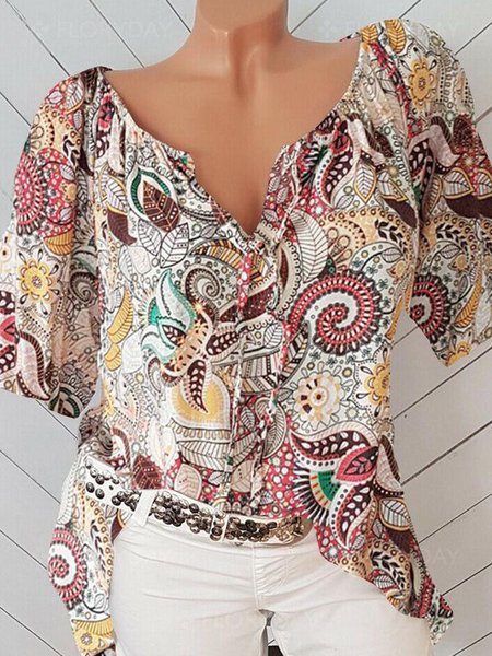 Paisley Design V-Neck Loose Short Sleeve Shirt, Multicolor, Shirts & Blouses
Paisley Design V-Neck Loose Short Sleeve Shirt, Multicolor, Shirts & Blouses