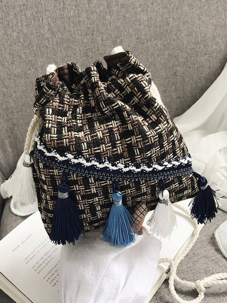 JFN Ethnic Tassel Drawstring Bucket Bag Mini Crossbody Bag, Black, Women's Bags
JFN Ethnic Tassel Drawstring Bucket Bag Mini Crossbody Bag, Black, Women's Bags