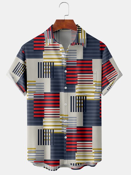 Men's Geometric Print Casual Short Sleeve Hawaiian Shirt with Chest Pocket, Red, Men's Floral shirt
Men's Geometric Print Casual Short Sleeve Hawaiian Shirt with Chest Pocket, Red, Men's Floral shirt